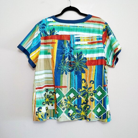 Orientique Naturally Australian Blouse Womens Size XL Tropical Button Up - Picture 3 of 3